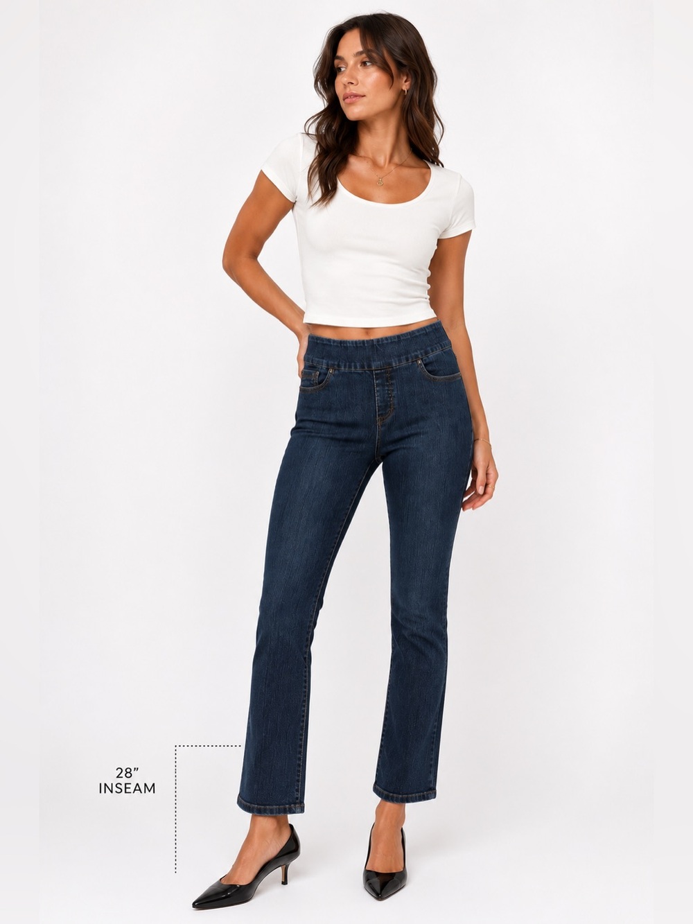 Reitmans Jeans Petite 8 Dark Wash Pull-On Jeans Stretch Denim